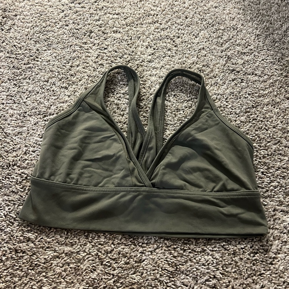 Aerie Grey Sports Bra with Lace Trim